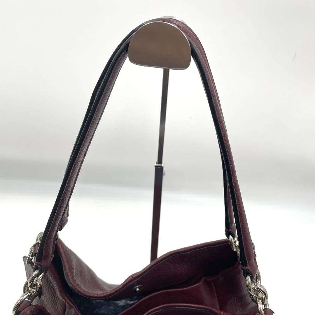 COACH Shoulder Bag Purse Leather Bordeaux Authentic