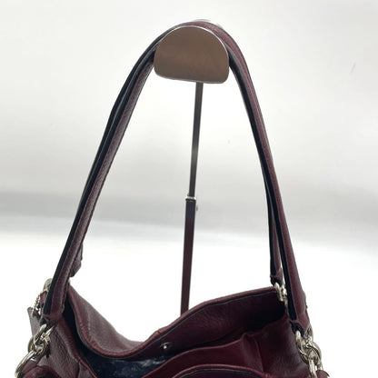 COACH Shoulder Bag Purse Leather Bordeaux Authentic