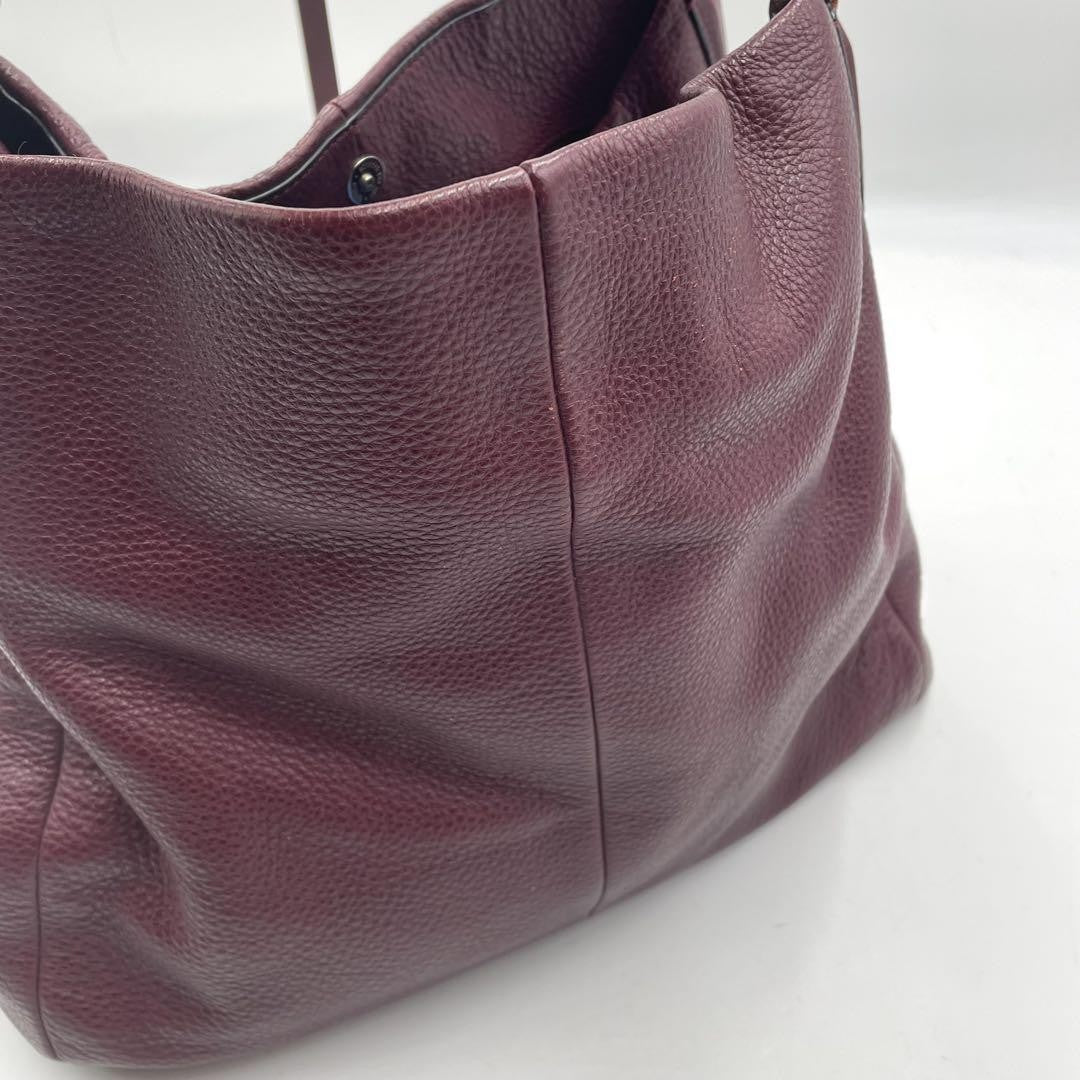COACH Shoulder Bag Purse Leather Bordeaux Authentic