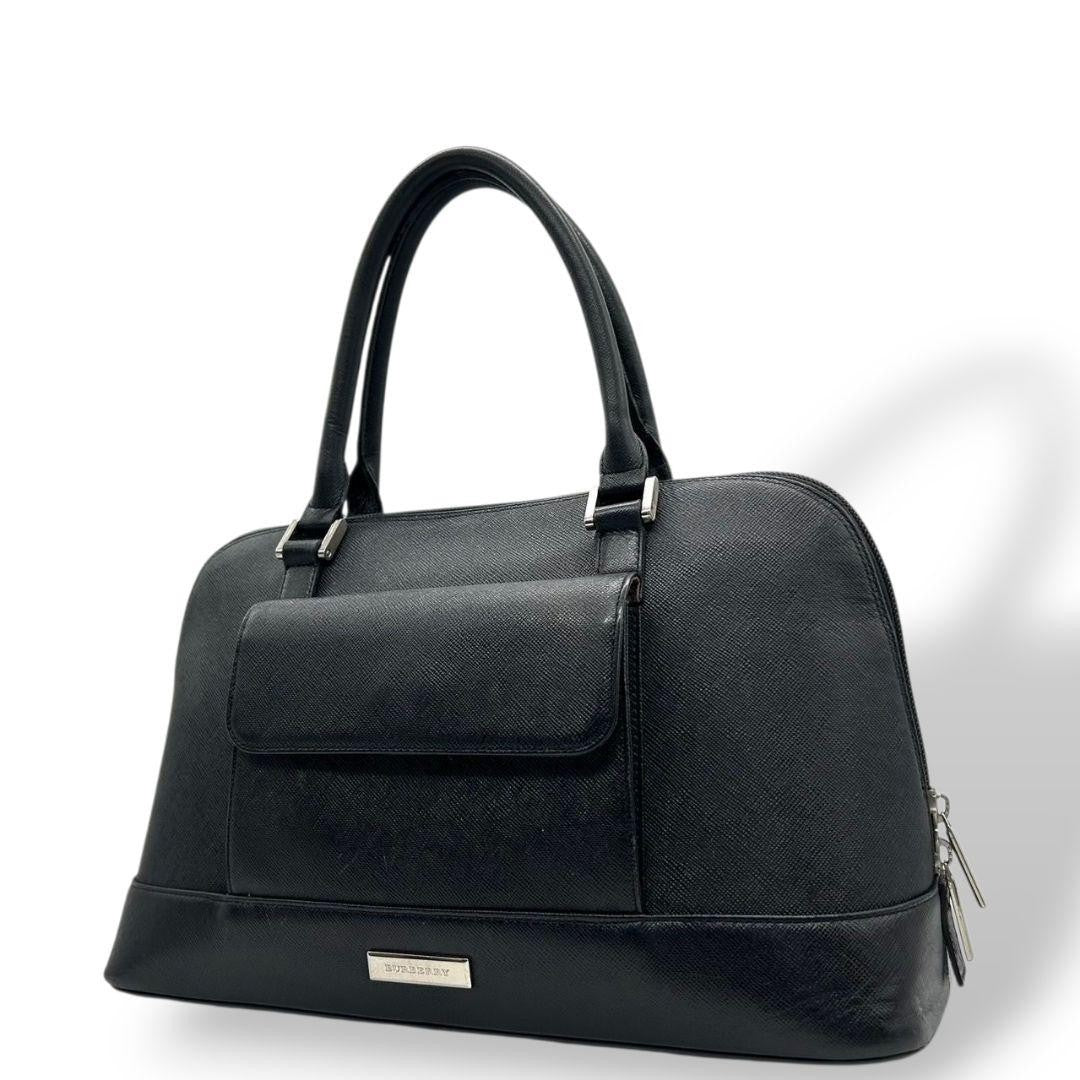 BURBERRY Hand Bag Tote Purse Nova Check PVC Black Authentic