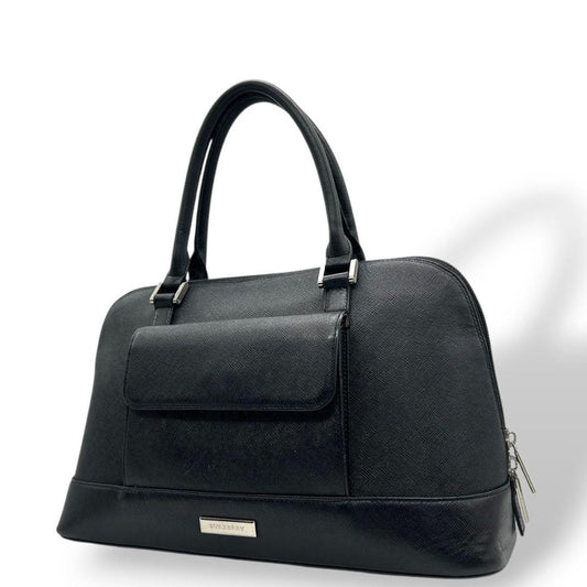BURBERRY Hand Bag Tote Purse Nova Check PVC Black Authentic