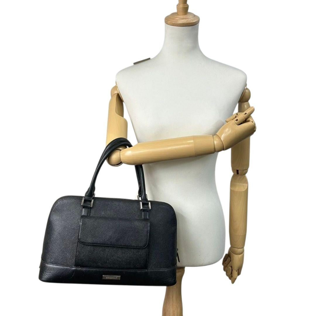 BURBERRY Hand Bag Tote Purse Nova Check PVC Black Authentic