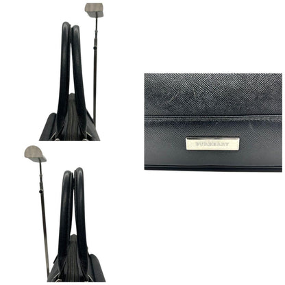 BURBERRY Hand Bag Tote Purse Nova Check PVC Black Authentic