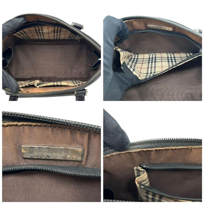 BURBERRY Hand Bag Tote Purse Nova Check PVC Black Authentic
