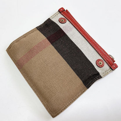 BURBERRY Shoulder Bag Purse Leather Beige Red Authentic