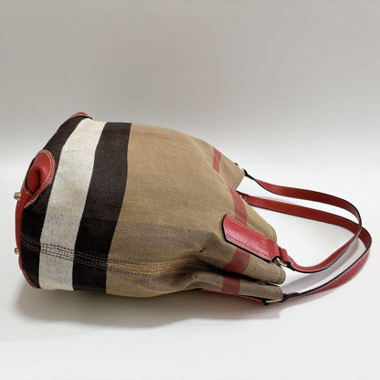 BURBERRY Shoulder Bag Purse Leather Beige Red Authentic