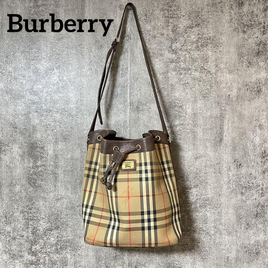 BURBERRY Shoulder Bag Purse Nova Check Beige Brown Authentic