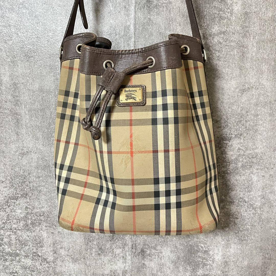 BURBERRY Shoulder Bag Purse Nova Check Beige Brown Authentic