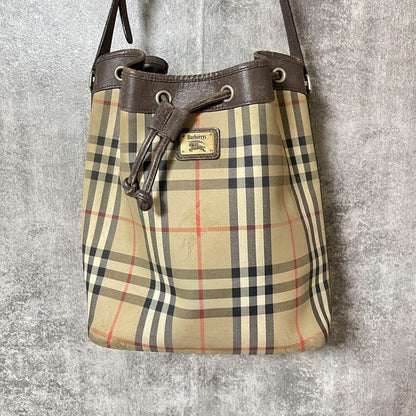 BURBERRY Shoulder Bag Purse Nova Check Beige Brown Authentic