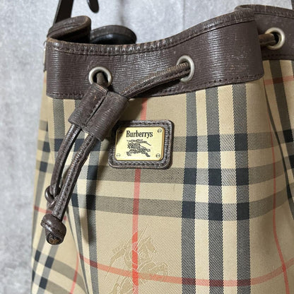 BURBERRY Shoulder Bag Purse Nova Check Beige Brown Authentic