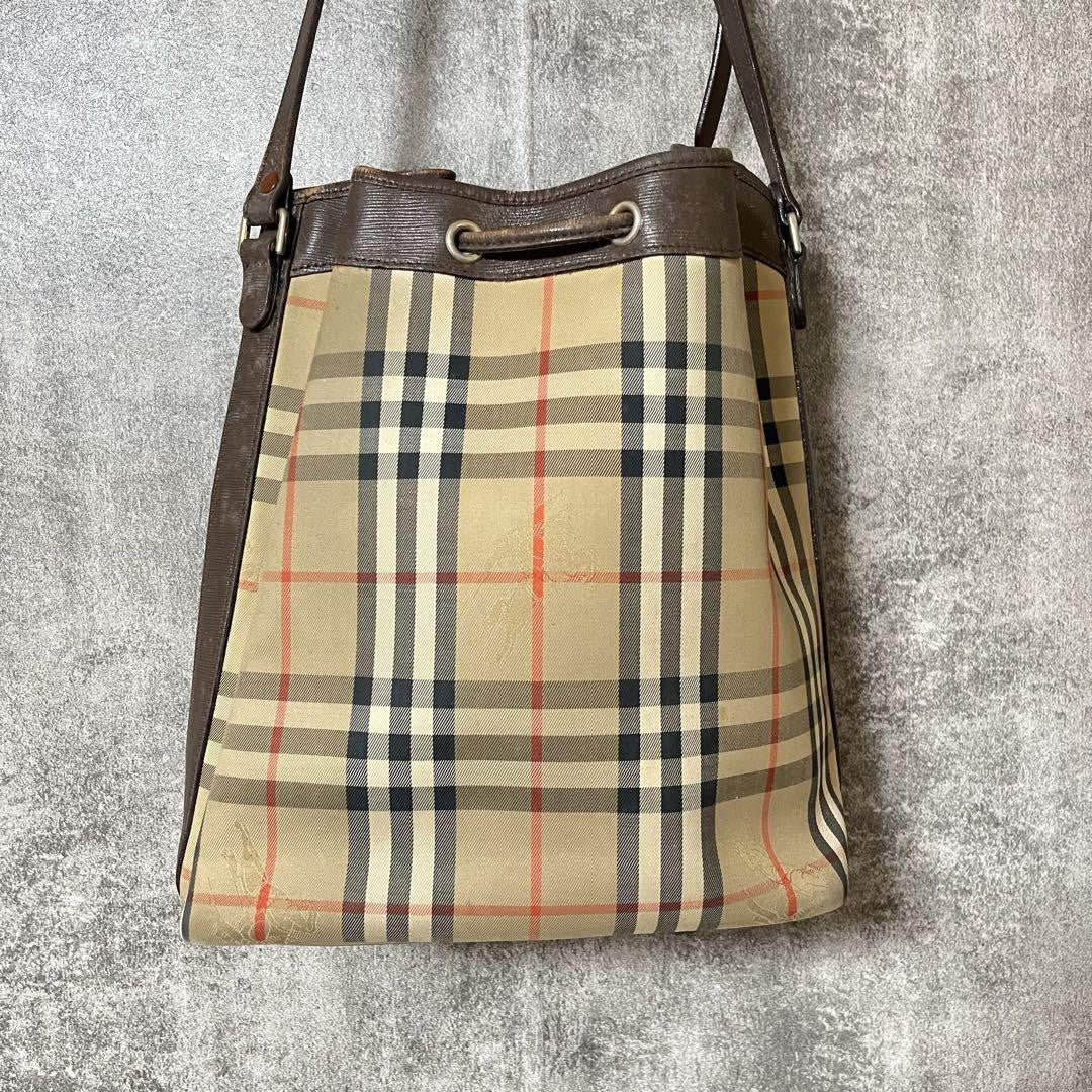 BURBERRY Shoulder Bag Purse Nova Check Beige Brown Authentic