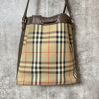 BURBERRY Shoulder Bag Purse Nova Check Beige Brown Authentic
