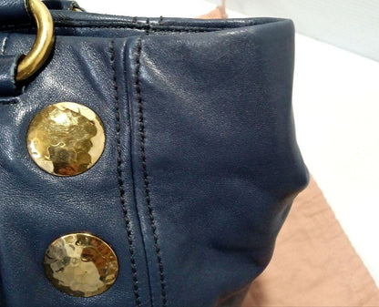 MIU MIU Hand Shoulder Bag Tote Purse 2way Logo Navy Gold Authentic