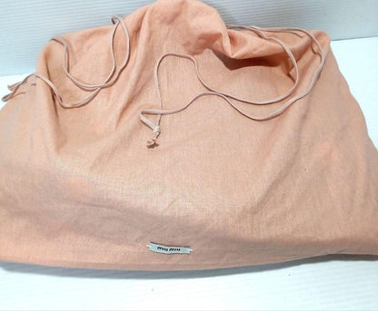 MIU MIU Hand Shoulder Bag Tote Purse 2way Logo Navy Gold Authentic