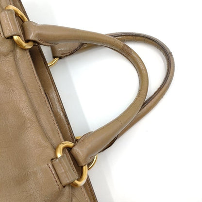 PRADA Hand Bag Tote Purse Leather Mocha Beige Authentic