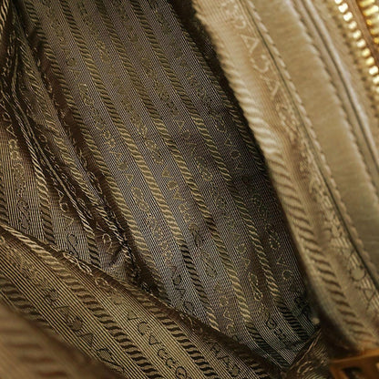 PRADA Hand Bag Tote Purse Leather Mocha Beige Authentic
