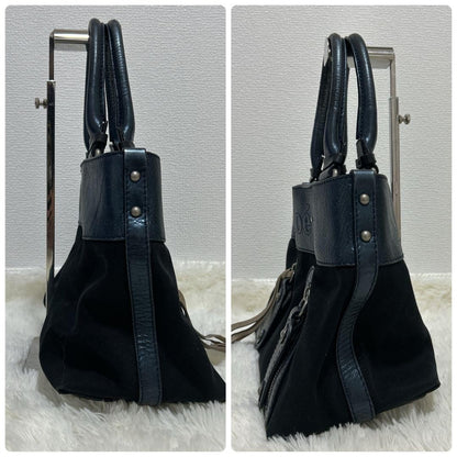 Chloe Hand Bag Tote Purse Logo Navy Authentic