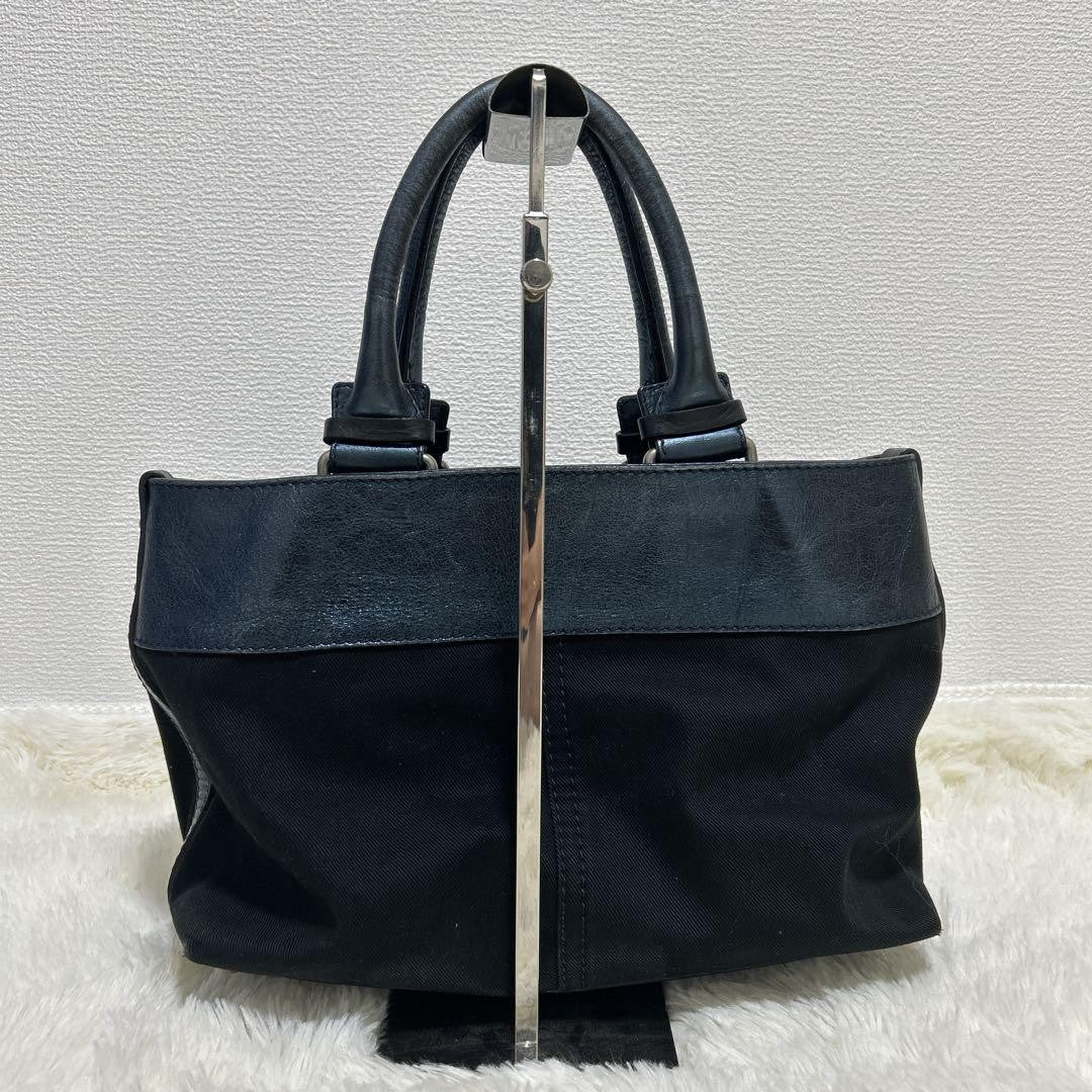 Chloe Hand Bag Tote Purse Logo Navy Authentic