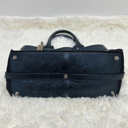 Chloe Hand Bag Tote Purse Logo Navy Authentic