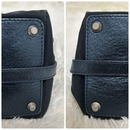 Chloe Hand Bag Tote Purse Logo Navy Authentic