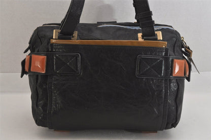 Chloe Hand Bag Tote Purse Boston Bag Leather Black Authentic