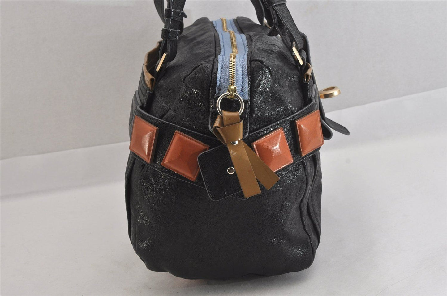 Chloe Hand Bag Tote Purse Boston Bag Leather Black Authentic