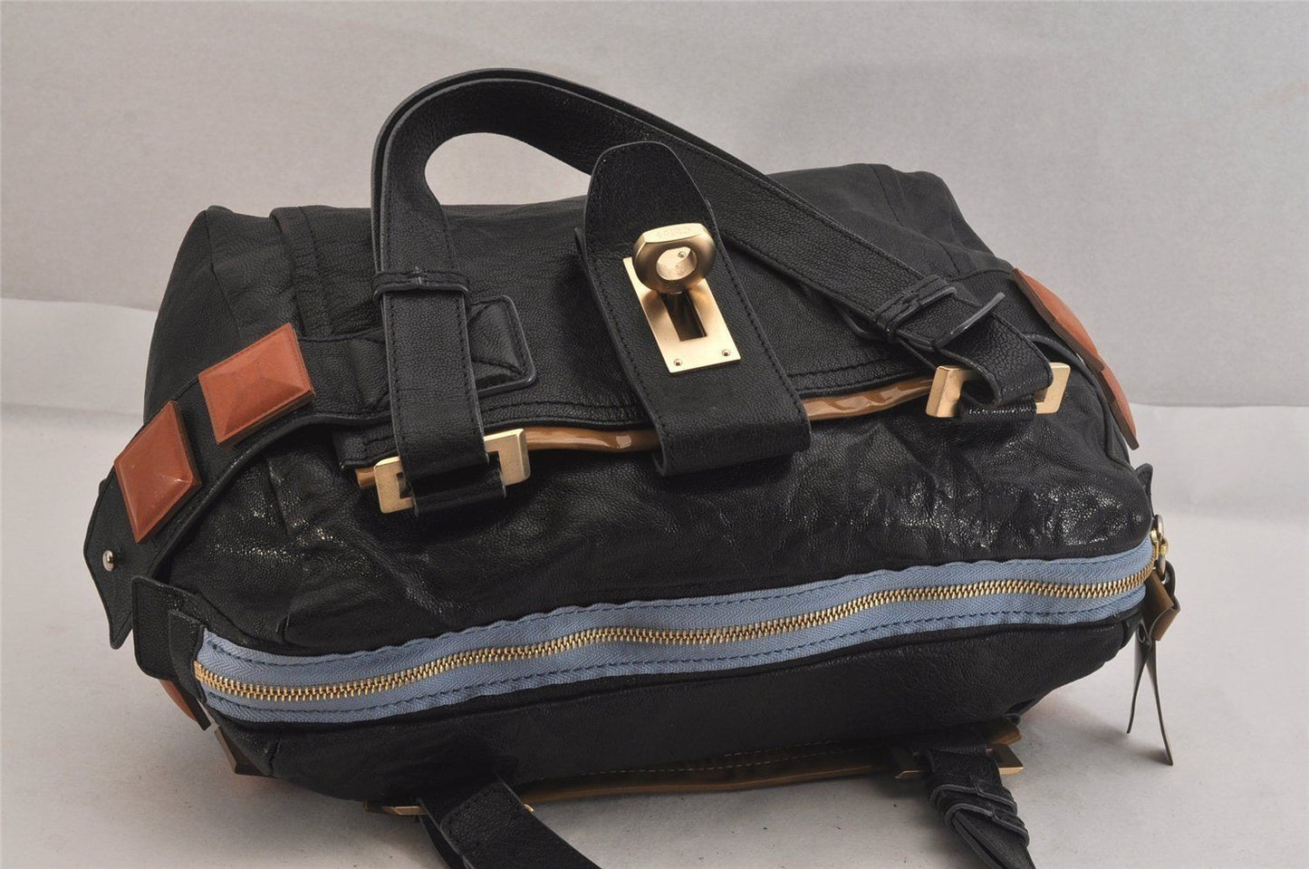 Chloe Hand Bag Tote Purse Boston Bag Leather Black Authentic