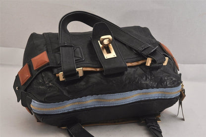 Chloe Hand Bag Tote Purse Boston Bag Leather Black Authentic