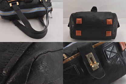 Chloe Hand Bag Tote Purse Boston Bag Leather Black Authentic