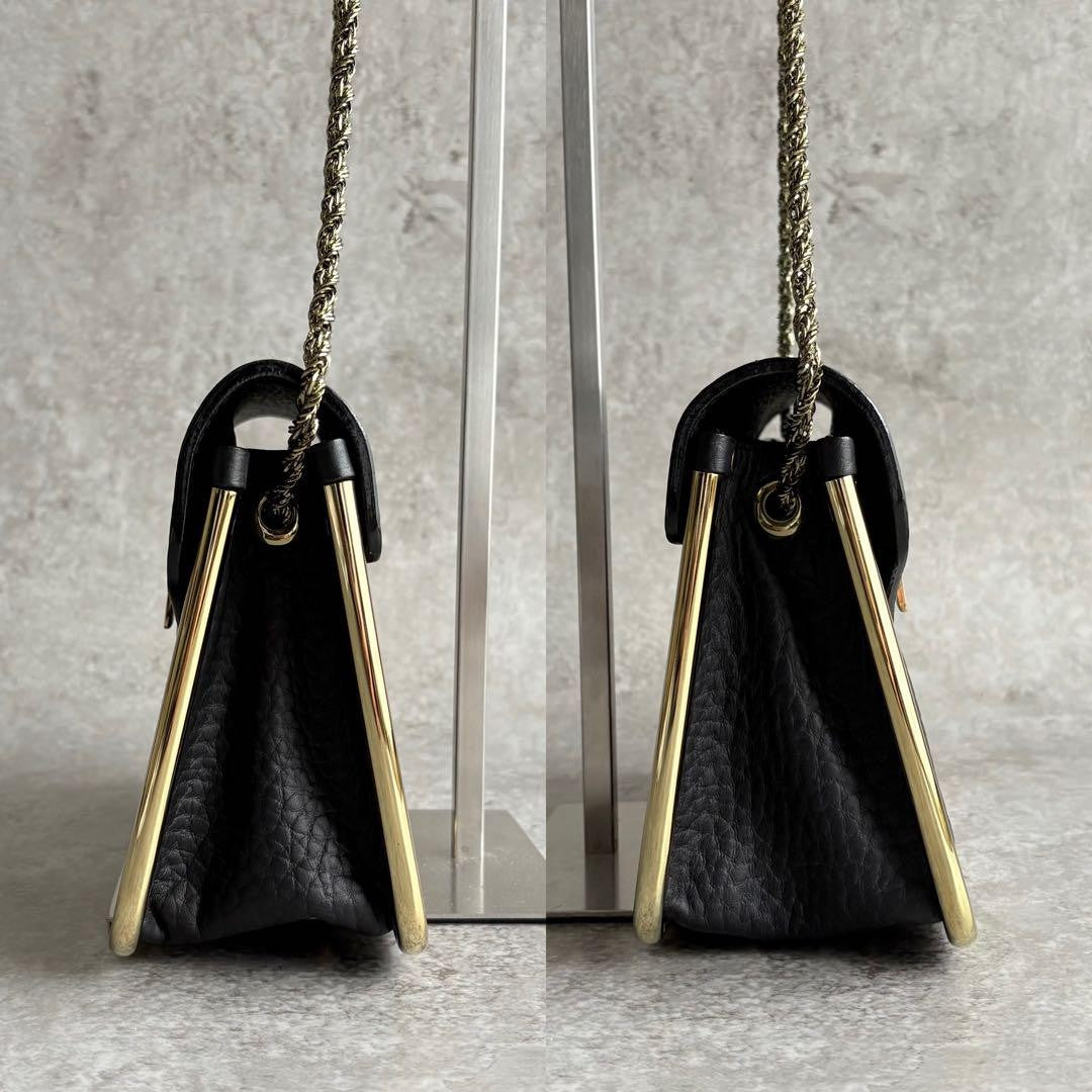 Chloe Shoulder Bag Purse Chain Leather Black Authentic