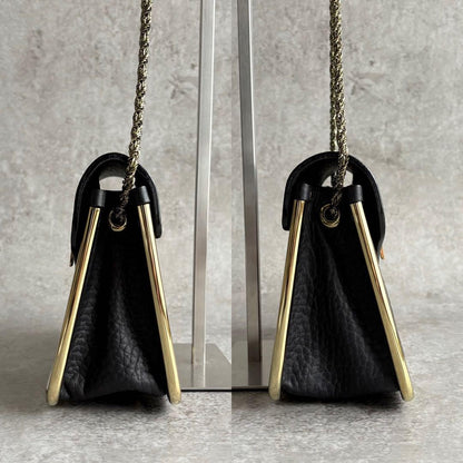 Chloe Shoulder Bag Purse Chain Leather Black Authentic