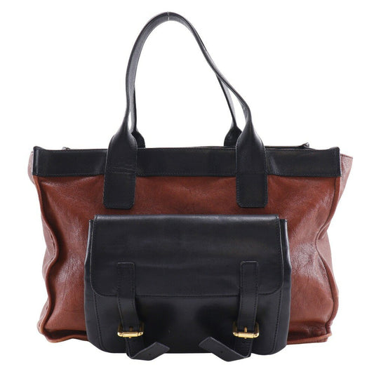 Chloe Hand Bag Tote Purse Leather Brown Black Authentic
