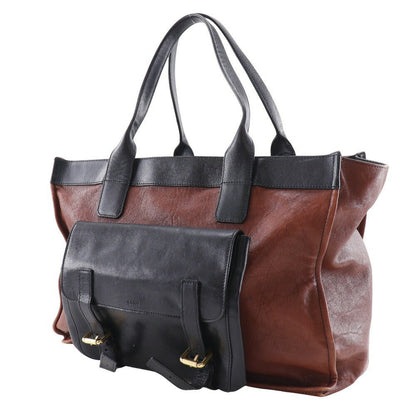 Chloe Hand Bag Tote Purse Leather Brown Black Authentic