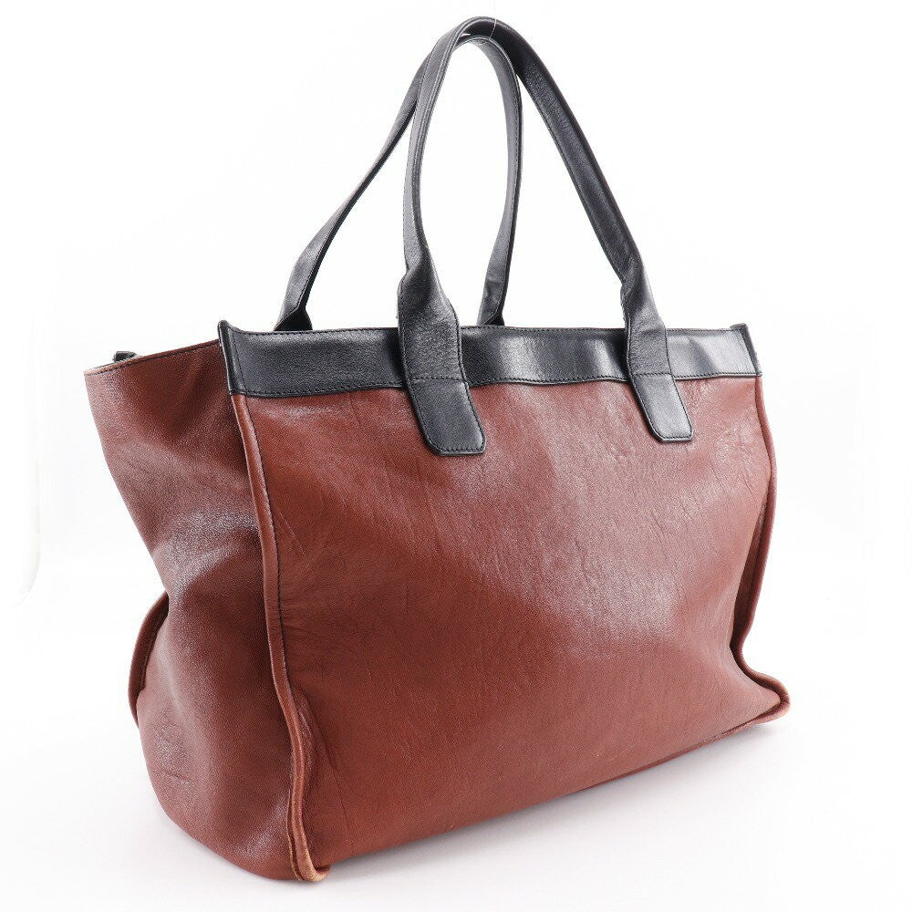 Chloe Hand Bag Tote Purse Leather Brown Black Authentic