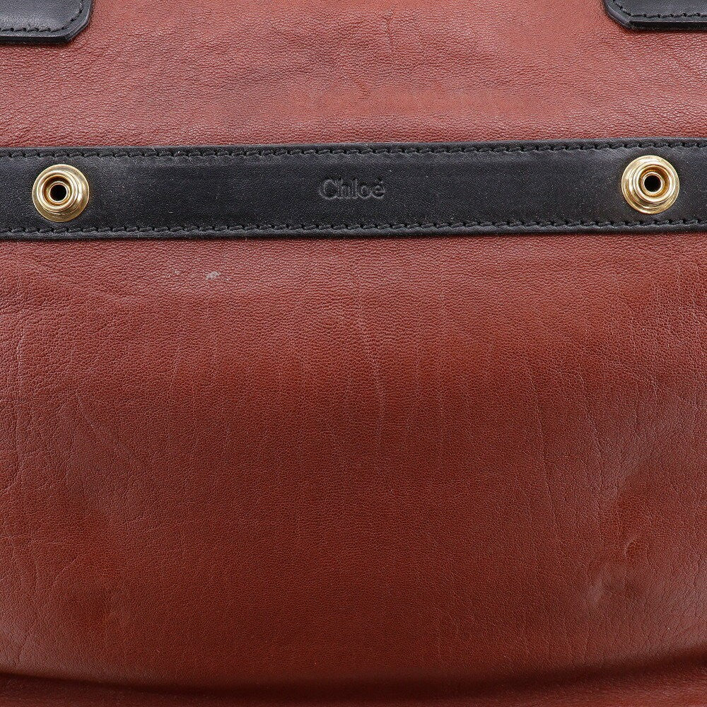Chloe Hand Bag Tote Purse Leather Brown Black Authentic