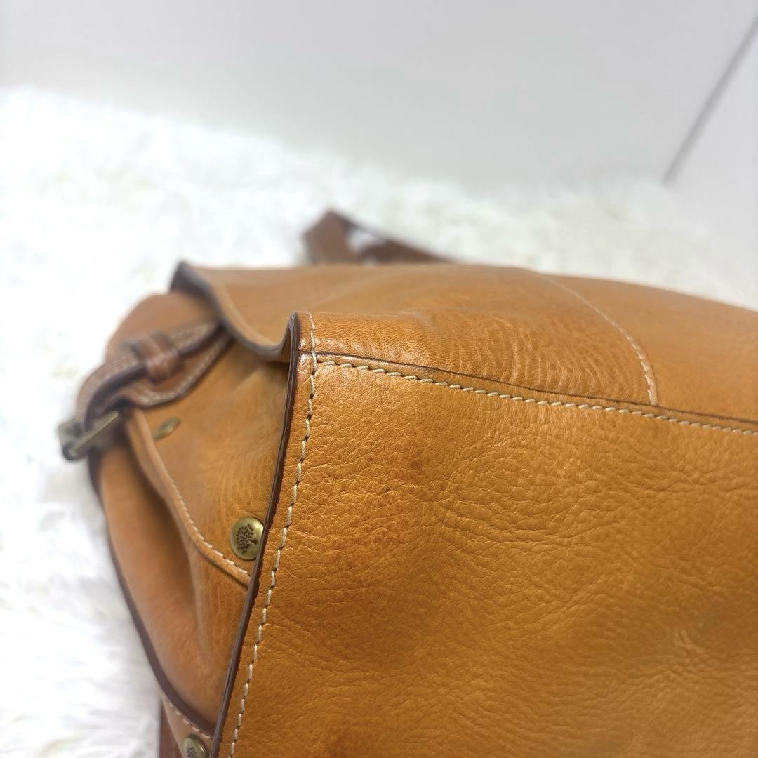 MULBERRY Hand Bag Tote Purse Turn Lock Leather Brown Authentic