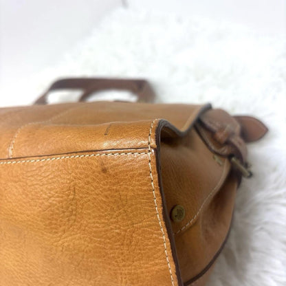MULBERRY Hand Bag Tote Purse Turn Lock Leather Brown Authentic