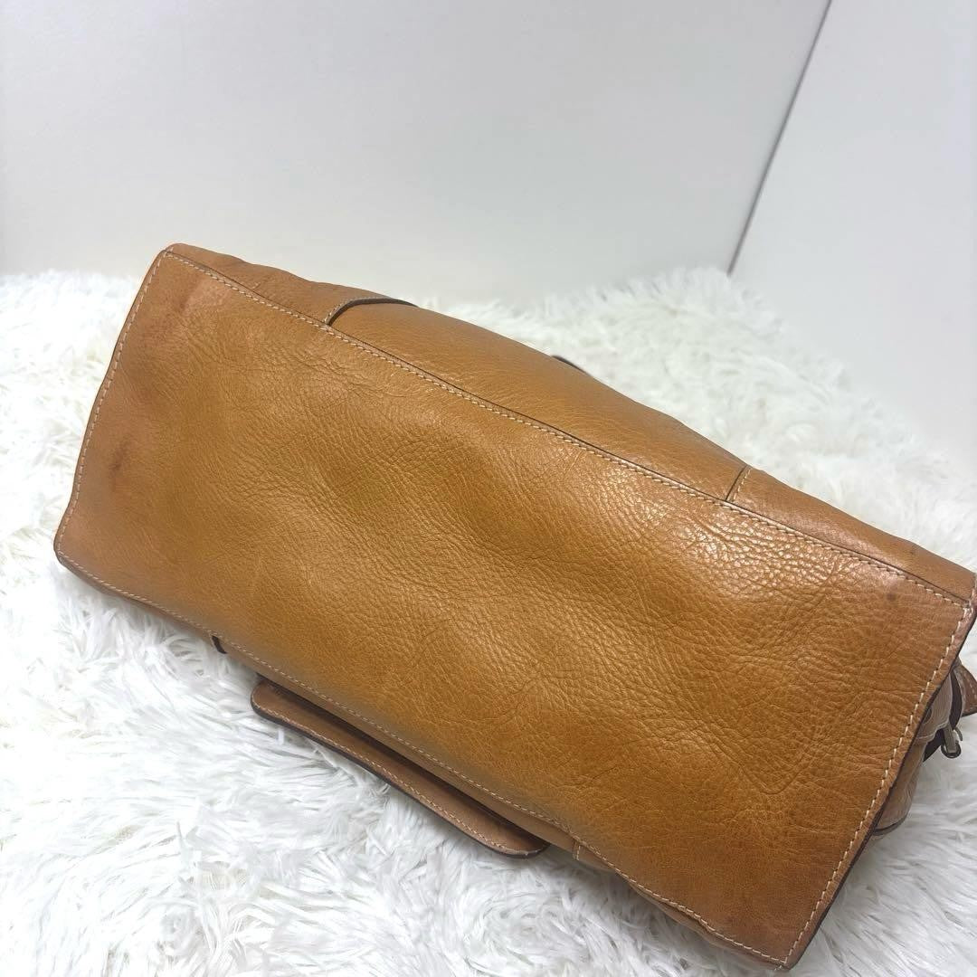 MULBERRY Hand Bag Tote Purse Turn Lock Leather Brown Authentic