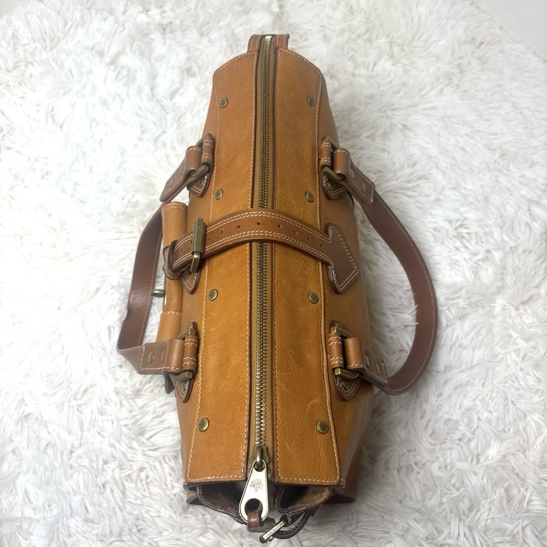 MULBERRY Hand Bag Tote Purse Turn Lock Leather Brown Authentic