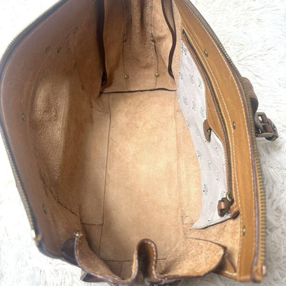 MULBERRY Hand Bag Tote Purse Turn Lock Leather Brown Authentic