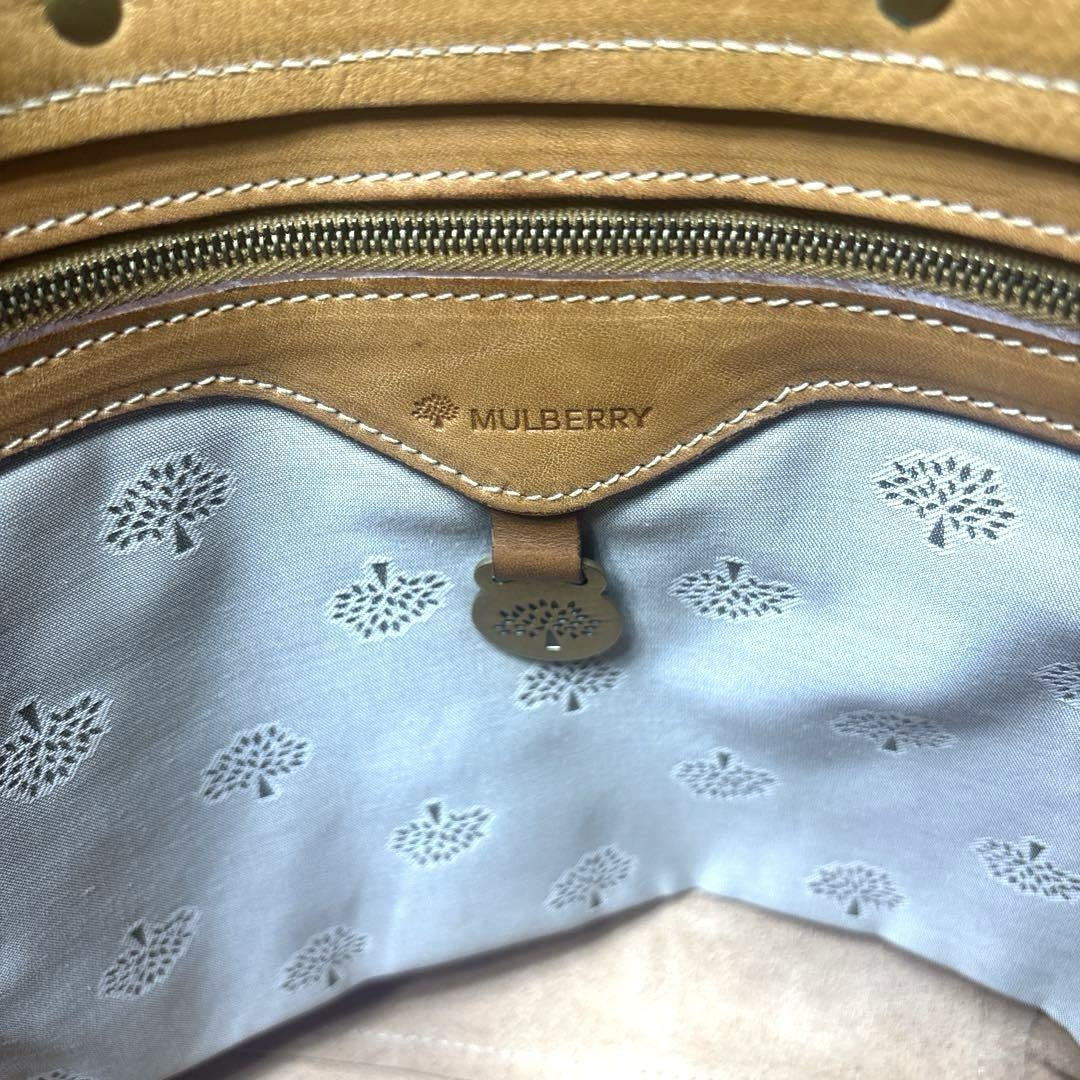 MULBERRY Hand Bag Tote Purse Turn Lock Leather Brown Authentic