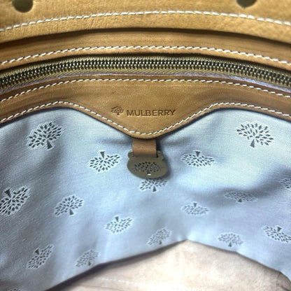 MULBERRY Hand Bag Tote Purse Turn Lock Leather Brown Authentic