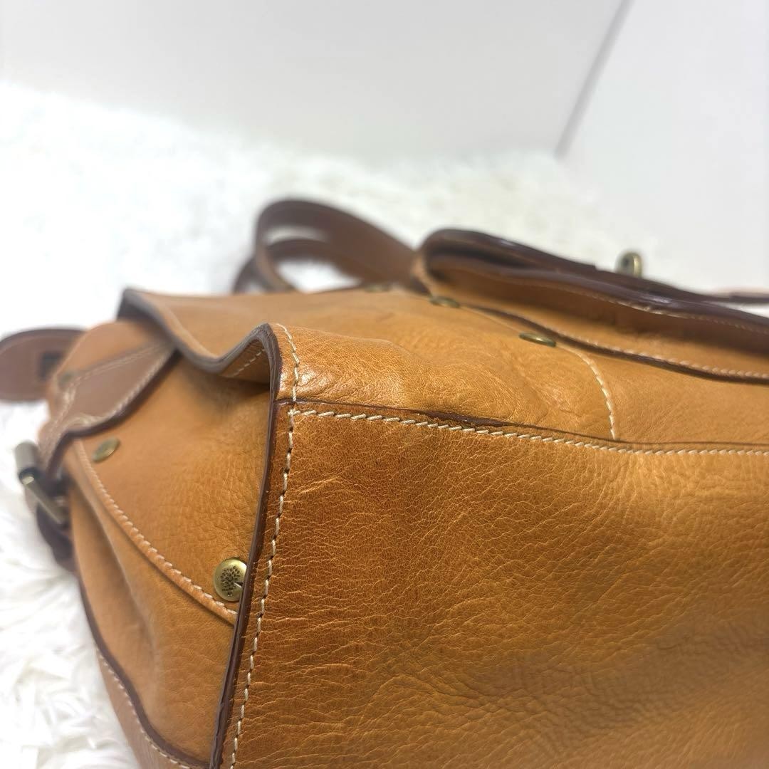 MULBERRY Hand Bag Tote Purse Turn Lock Leather Brown Authentic