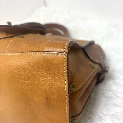 MULBERRY Hand Bag Tote Purse Turn Lock Leather Brown Authentic