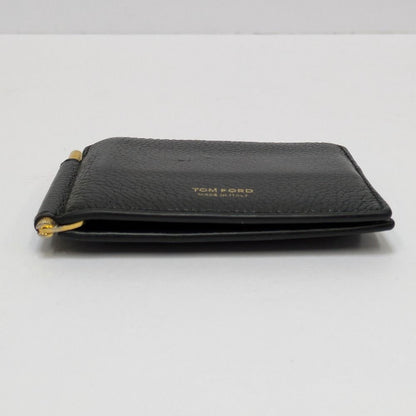 TOM FORD Bi-fold Wallet Flap Compact Purse Money Clip Leather Black Authentic
