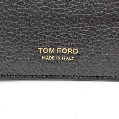 TOM FORD Bi-fold Wallet Flap Compact Purse Money Clip Leather Black Authentic