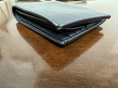 TOM FORD Bi-fold Wallet Flap Compact Purse Leather Navy Black Authentic