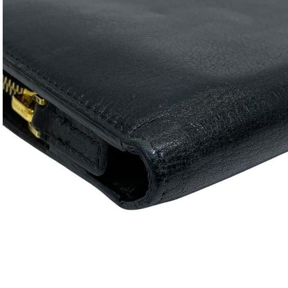 TOM FORD Round Zip Long Wallet Purse Logo Leather Black Authentic