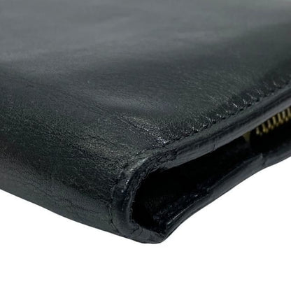 TOM FORD Round Zip Long Wallet Purse Logo Leather Black Authentic
