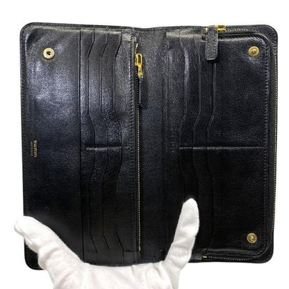 TOM FORD Round Zip Long Wallet Purse Logo Leather Black Authentic